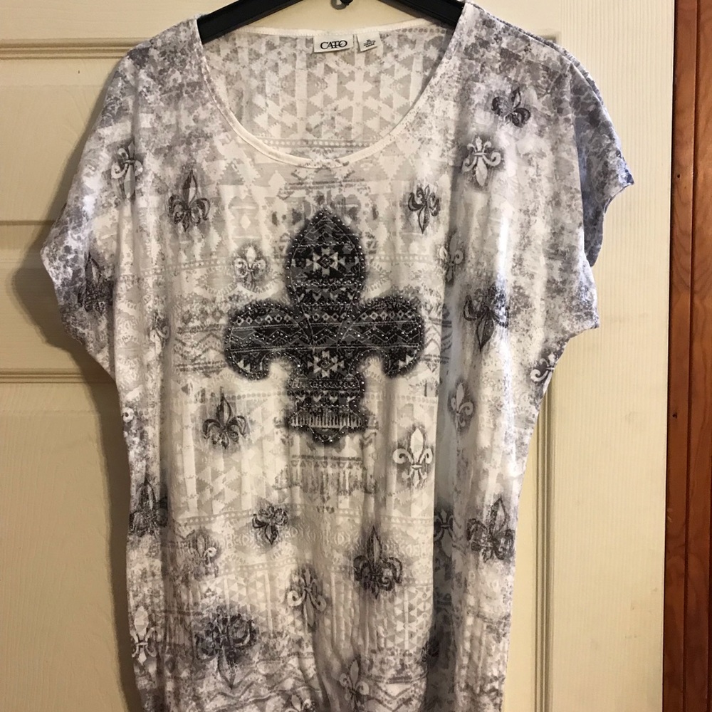 Black and white sequins flur de lies shirt